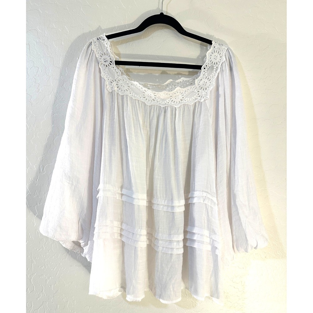 Cato Womans Embroidered Top Size 22/24W Flowy Beachy Travel Boho Office Church - Picture 2 of 12